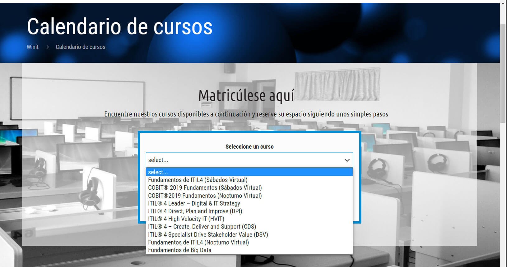 Winit Calendario de cursos